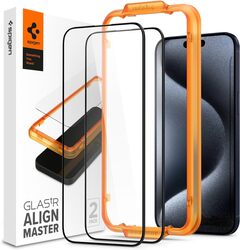 Spigen Glastr Align Master Edge to Edge iPhone 15 PRO Screen Protector Premium Tempered Glass - Full Cover (2 Pack)